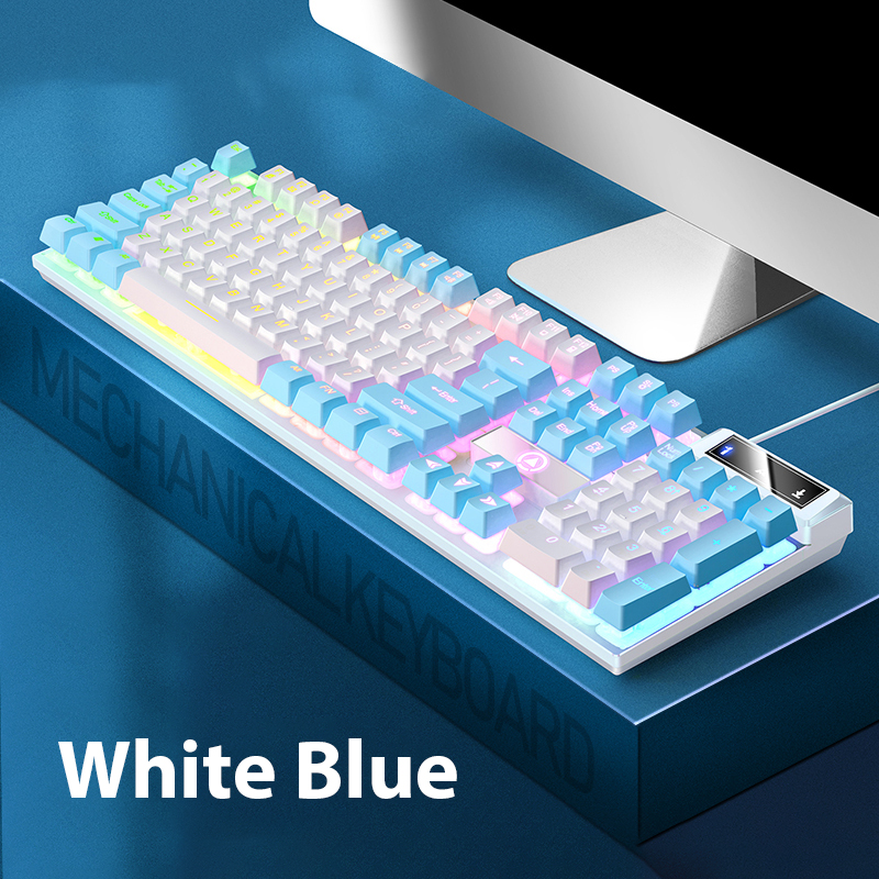 K500 Bedraad toetsenbord 104 toetsen Office Gaming-toetsenbord Mechanisch gevoel voor Windows en IOS Computer Laptop PC RGB-membraantoetsenbord: Bruin