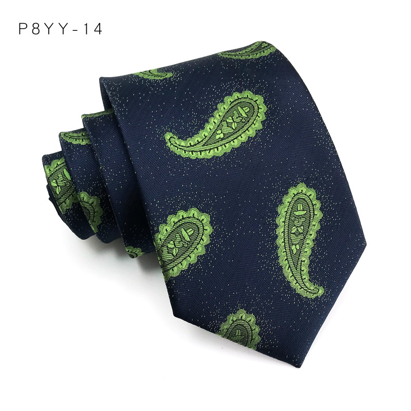 Corbata de lujo de 8CM para hombre, corbatas a cuadros a rayas de Color verde para hombre, corbata tejida Jacquard, accesorios formales para de negocios: Castaño