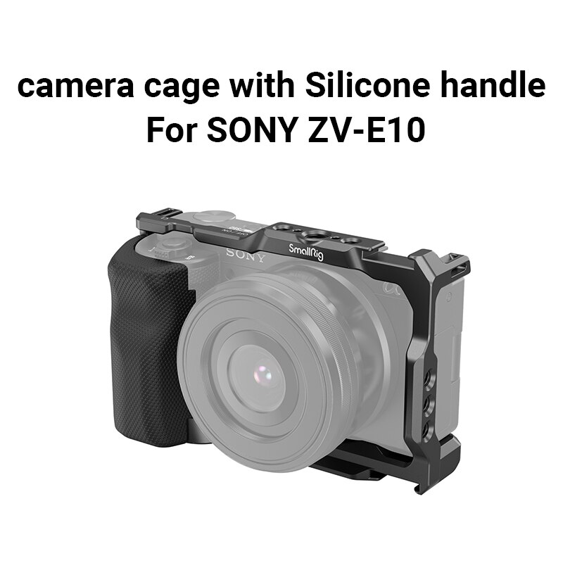 SmallRig Sony ZVE10 Camera Cage with Silicone Cage handle Built-in Arca quick release plate Cage Rig Kit for Sony ZV-E10 3538: Cage with handle