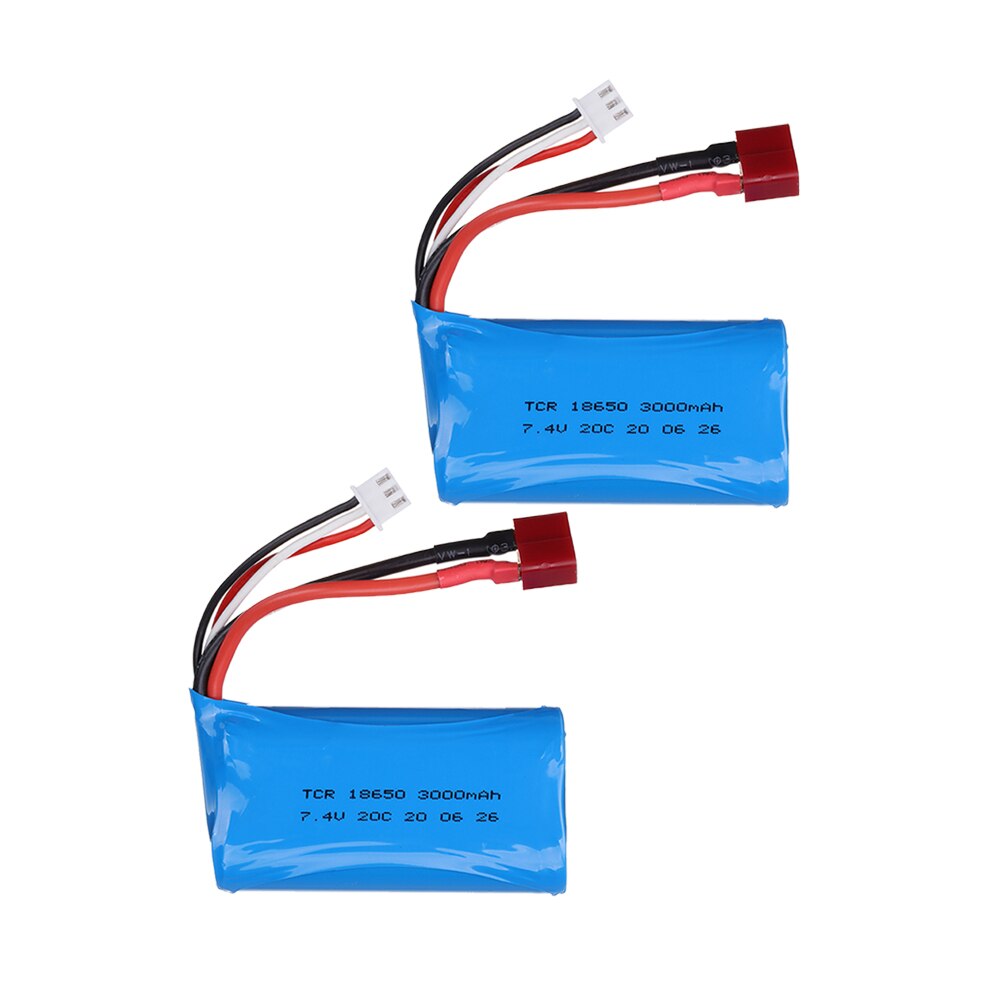 18650 7,4 V 3000MAH lipo Batterie 2s für Wltoys 12423 10428 12429 12401 12402 12402A RC Auto Ersatzteile teile ladegerät 7,4 V 20C batterien: 2pcs