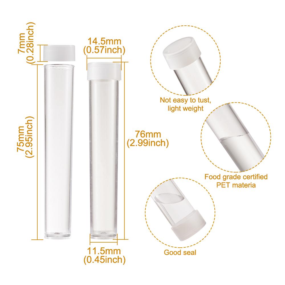 100pcs Clear Bottle Plastic Bead Containers for Jewelry Packaging Beads Storage Size about 78mm long 13mm wide