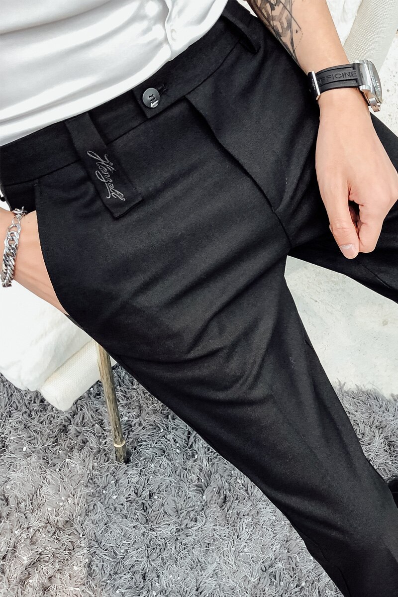 Embroidery Business Dress Pants Men Formal Office Social Suit Pants Casual Slim Fit Nightclub Party Streetwear Trousers
