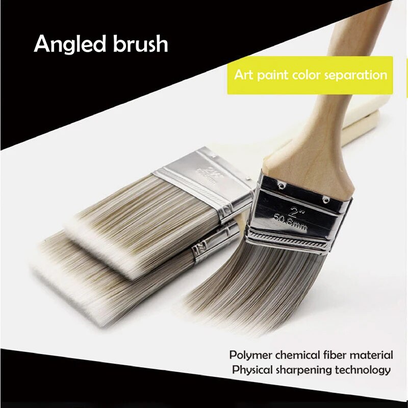 Pinceles de pintura piezas, pinceles de ángulo de grado para artista acrílico, todo látex y pinturas al óleo, mejora del hogar, uso Interior y Exterior, 5 uds.