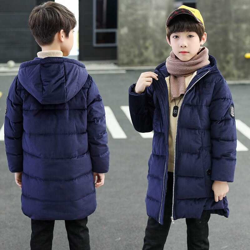 Inverno menino longo casaco parka adolescente casacos quentes casaco para crianças jaquetas pleuche adolescentes meninos inverno hoodies outerwear 5-14 t