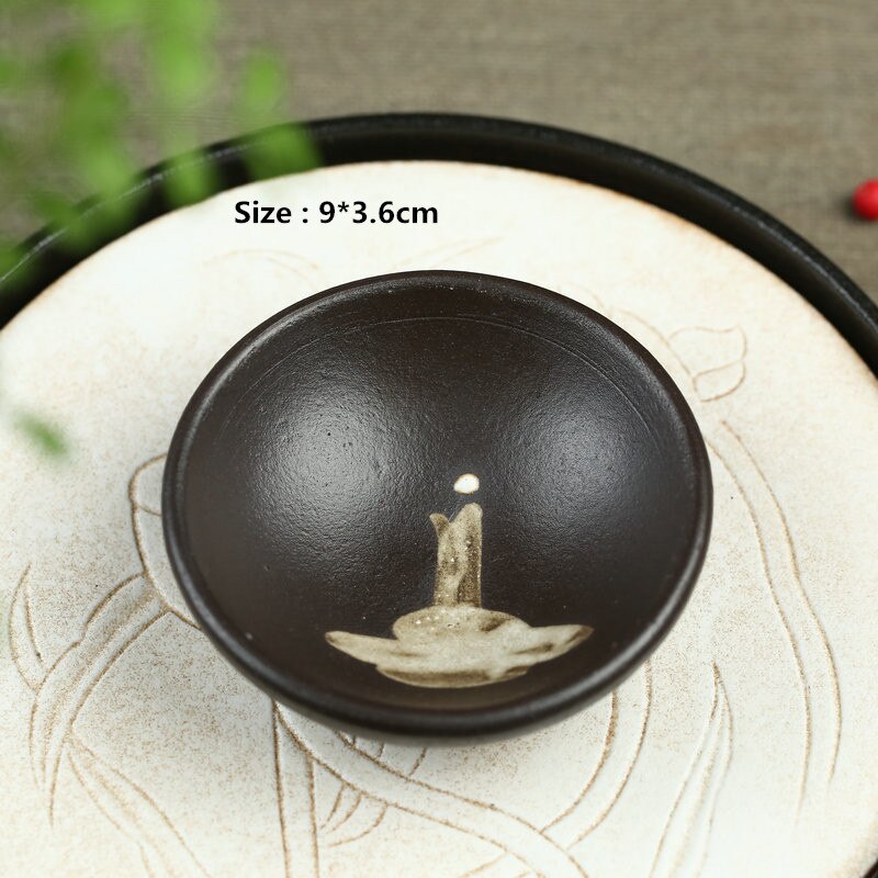 Zen hjerte skål te kop japansk stil keramisk teskål tilbehør vintage ru keramik håndmalet tekop