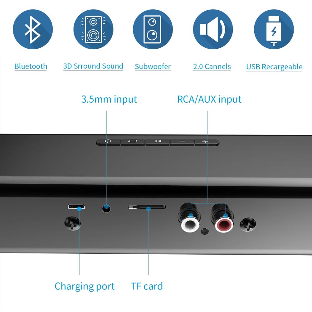 20W Bluetooth soundbar robić telewizora bezprzewod... Grandado