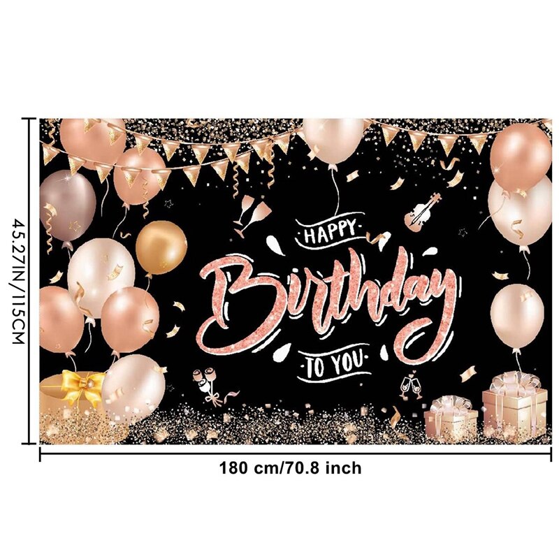 Birthday Banner for Girls Women, Party Birthday Decoration Set for Anniversary Decoration with Ribbon, Rose Gold: Default Title