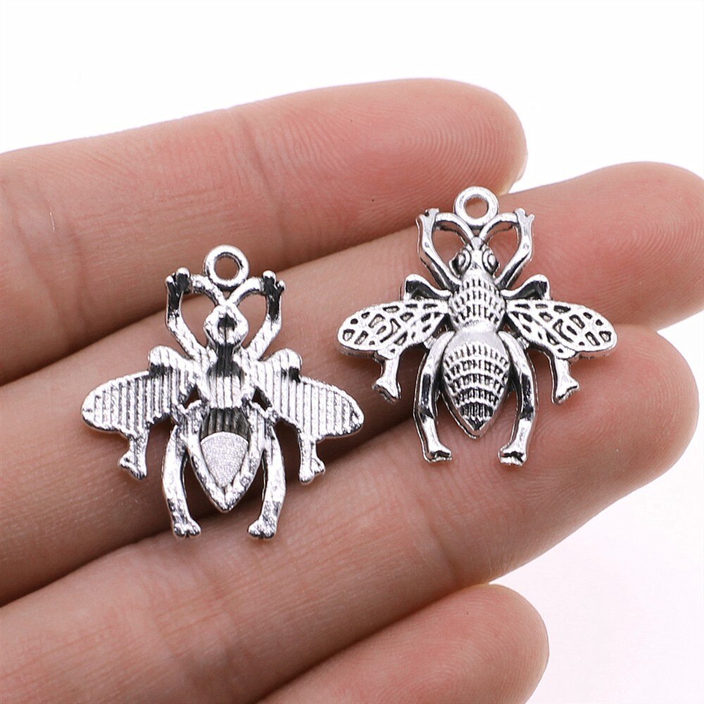 Dijes de abeja, Hornet de miel, Bronce Antiguo, colgantes de Color plateado, hallazgos de fabricación DIY, artesanía hecha a mano, 10 piezas: Color oro puro