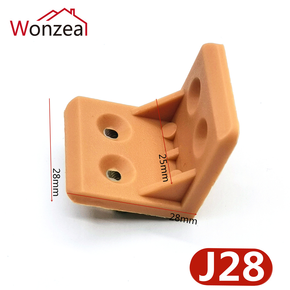 20pcs/lot Wonzeal Plastic Thickened Corner Brackets Furniture 90 degree Angle Corner Code Cabinet Furniture Hardware: Apricot color