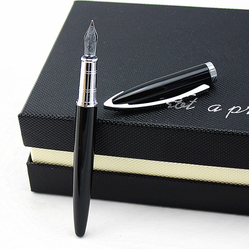 Stylo-plume en métal noir, stylo-plume fin 0.5mm de Style frais et à la , belles couleurs pour le bureau, l'école, la maison, boîte