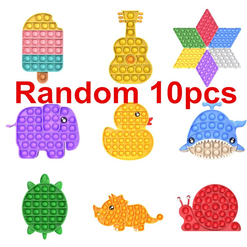 10Pcs/Lot Pop It Push Bubble Fidget Toys Adult Stress Relief Toy Antistress PopIt Soft Squishy Anti-Stress Anti Stress