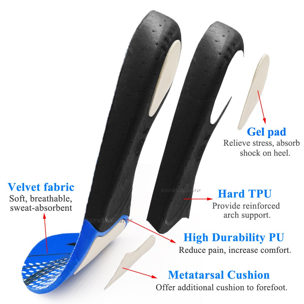 Orthopedic Insoles For Flat Feet Hard Arch Support Shoe Pads Premium EVA Super Light Surgery Plantar Fasciitis Foot Pain Insert