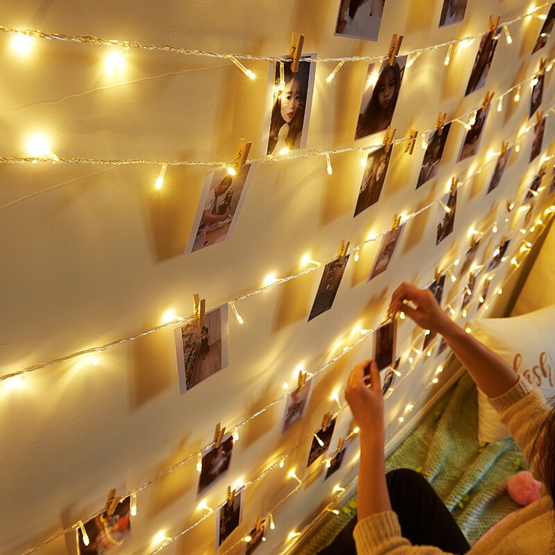 Fotocollage Clips String Lights Muur Opknoping Foto Muur Starry Licht Picture Card Display Licht voor Bruiloft Slaapkamer Decoratie