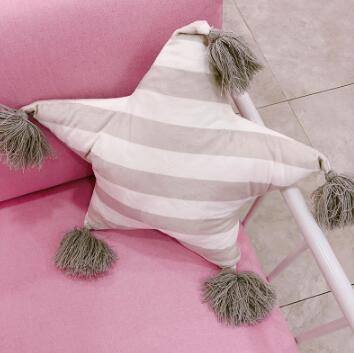 Baby Crib Cushion Bumpers Baby Room child pillow cotton cuddle pillow Simple tassel style Cushion Pillows BXX014: F