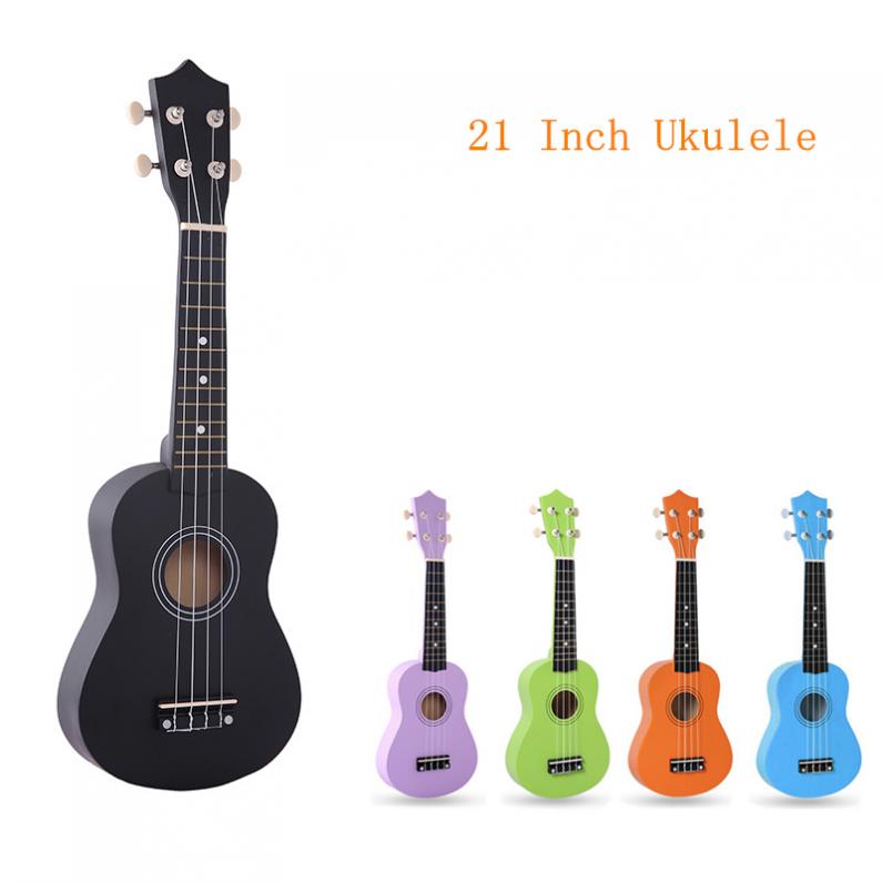 Ukulele 21 Inch Soprano Basswood Pure Color Ukelele 4 Strings Pure Tone Musical Instrument Guitar Accessories