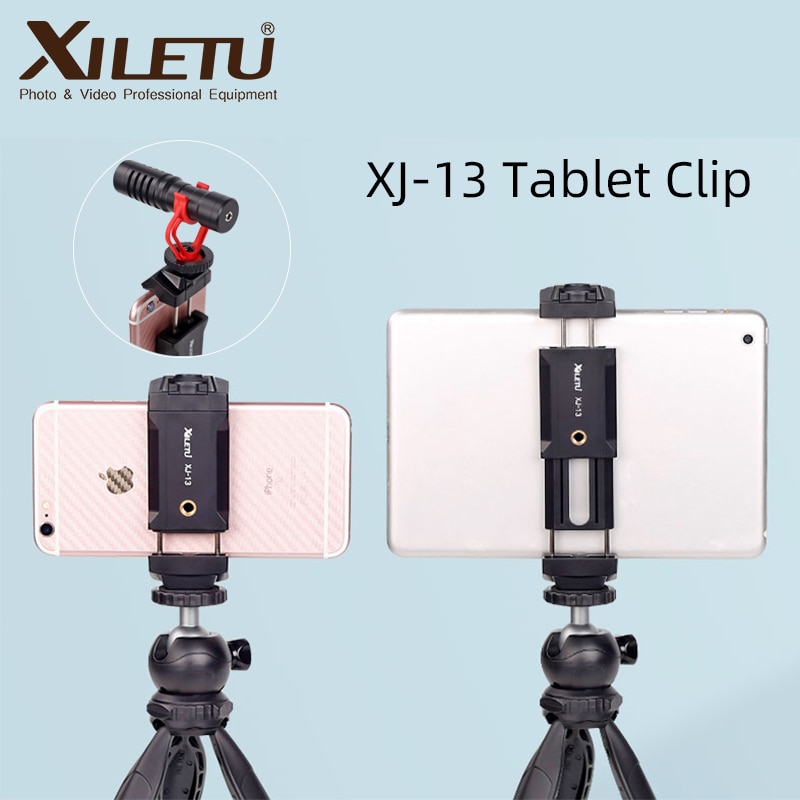 Xiletu XJ13 Universele Tablet Clip Smartphone Houder Clip Stand W Mini Statief Verstelbare Beugel Voor Mobiele Telefoons Ipro Tabletten