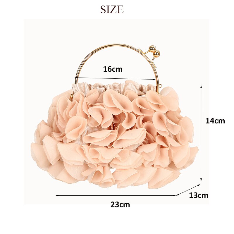 Luksus dameveske dame sateng blomst clutch kveldsveske søt tote bryllupsfest clutch liten veske bolso