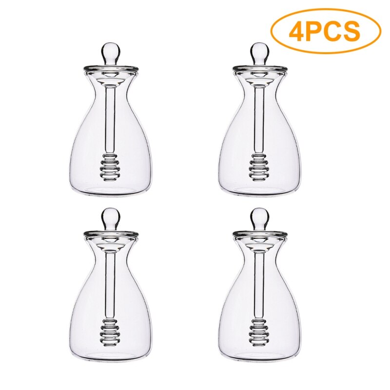 Jarra de miel hecha a mano Dipper 1/4 Uds frascos de vidrio para miel con caja 11oz/14oz honeypot con barra agitadora utensilios de cocina
