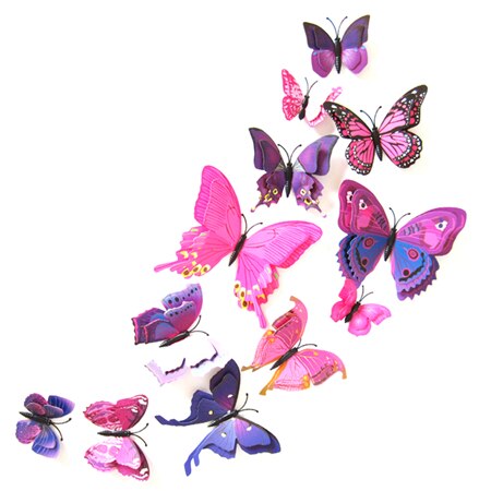 12 Uds pegatinas de mariposa 3D para pared manualidades decoración hogareña pegatinas de pared para sala de estar, dormitorio, cocina, baño, decoración para habitación de niños: A