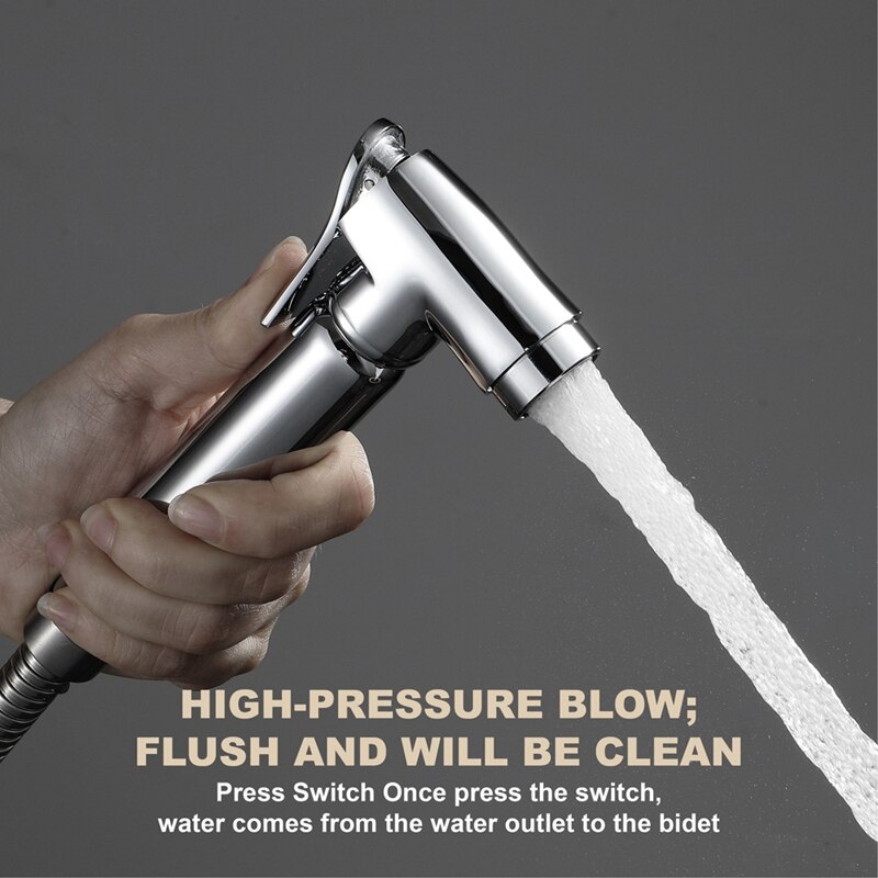 Toilet Bidet Sprayer Faucet Bathroom Hand-Held Brass 1.5M Hose Water Tank Hook Holder
