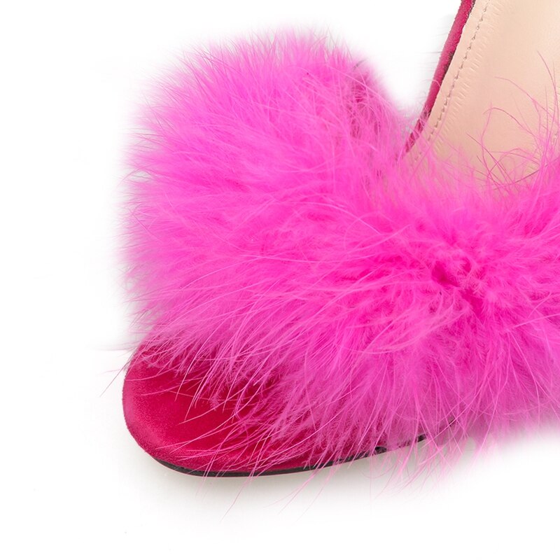 DiJiGirls, zapatillas de piel para mujer, zapatillas transparentes de tacón alto rosa, zapatillas mullidas para mujer, zapatillas para Club, chicas, zapatos, deslizamiento de mujer
