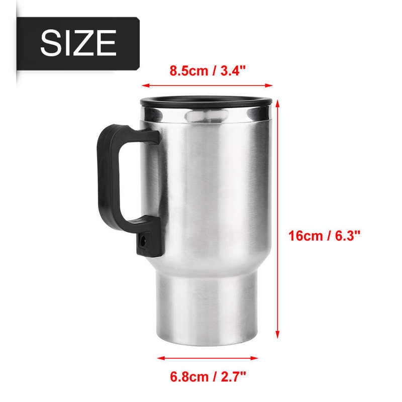Hervidor eléctrico de acero inoxidable para coche, taza de calentamiento de agua de 450ml, 12V, para café, té, leche, con buen sellado