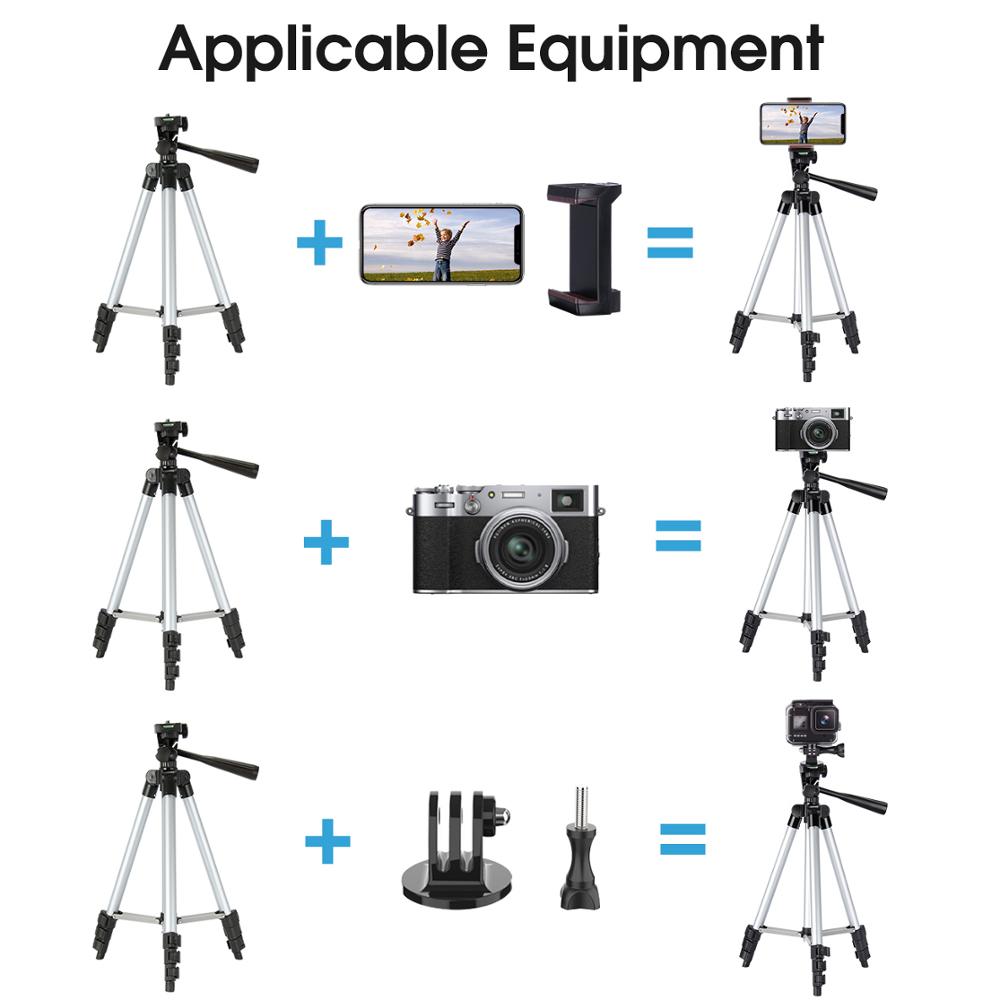 Tripod for Phone 50-Inch/125cm with Remote Control &amp; Phone Holder, Lightweight Tripods for Mobile Cell Smartphone Gopro Camera