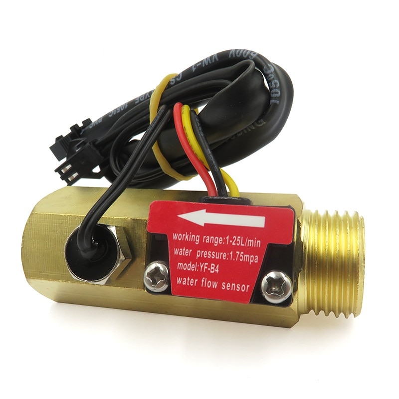 Brass water Hall flow sensor 1/2" YF-B4 NTC rate temperature measurement METER