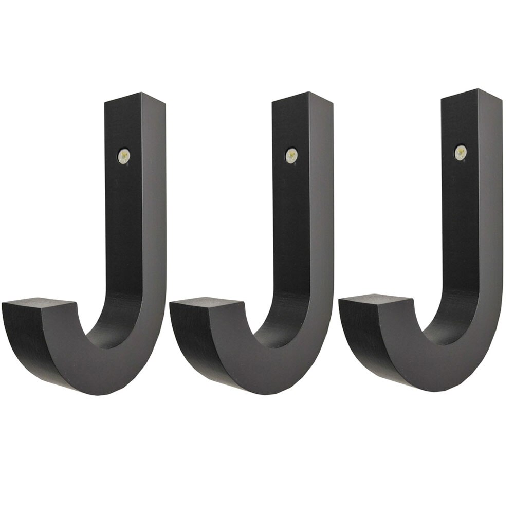 3 PCS Moderne massief hout speciale J home decoratieve hangers decoratieve haken, Creatieve Haak, speciale Brief J: 3 pcs black