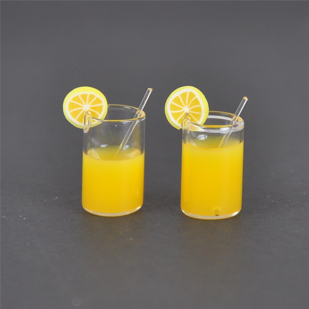 2 stks/partij Mini Hars Citroen Water Cup 1:12 Dollhouse Miniatuur Poppenhuis Accessoires Cups Speelgoed Mini Decoratie: Default Title