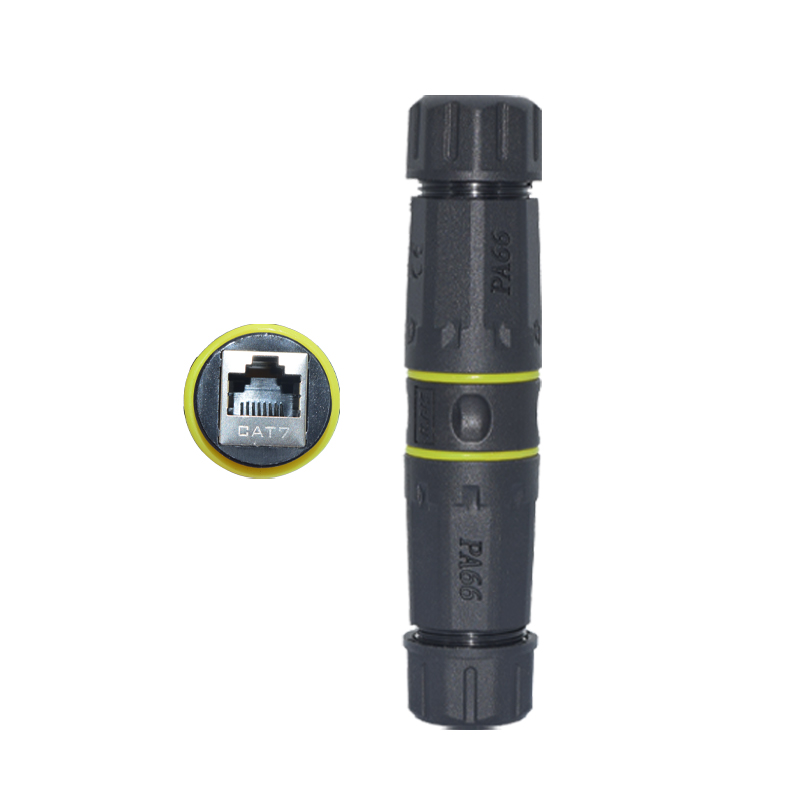 CAT6/CAT6A/CAT7 RJ45 waterdichte connector RJ45 Ethernet/netwerkconnector, rechtdoor breedband voor buiten: YELLOW