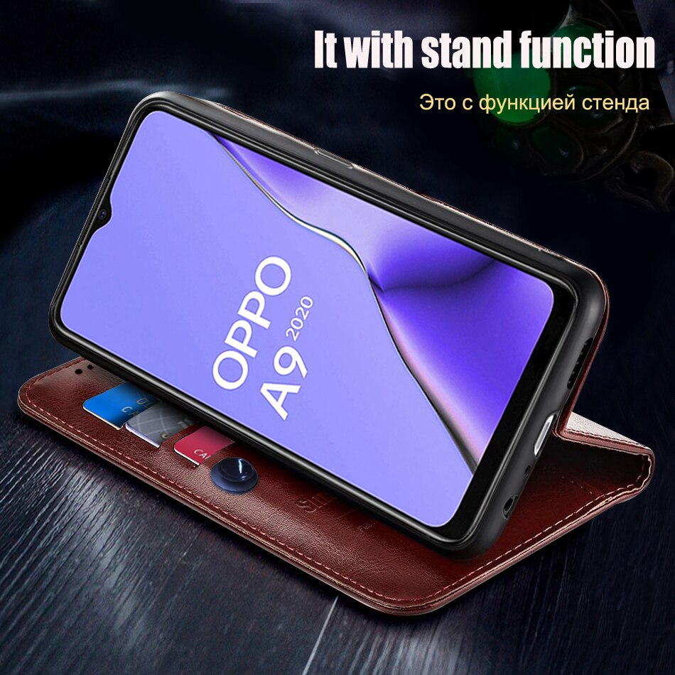 Funda abatible de cuero para OPPO A9 , carcasa tipo billetera para OPPO A5 A 5, funda de silicona para el teléfono móvil, carcasa parachoques para OPPOA9 A 9