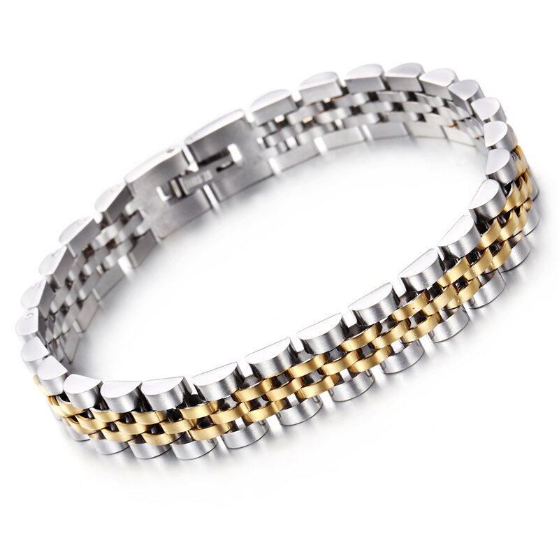 TrustyLan Rvs Armband Mannen Goud Kleur Horlogeband Armbanden & Armbanden Voor Man Mode-sieraden