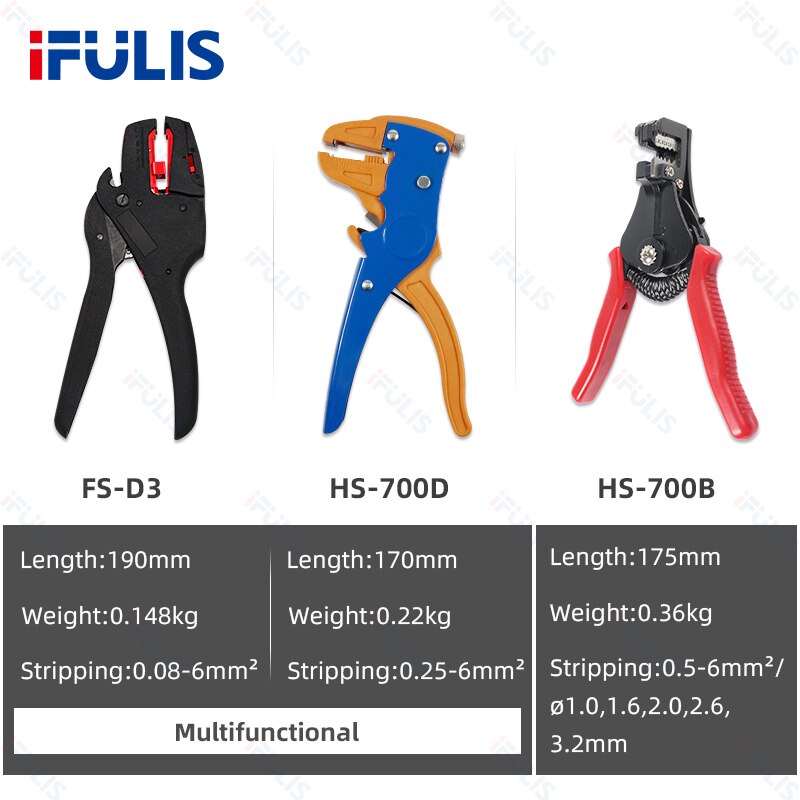 Dénudeur de fil, coupe-câble, pince à sertir, automatique, robuste, réglage automatique, dénudage électrique, outil de sertissage