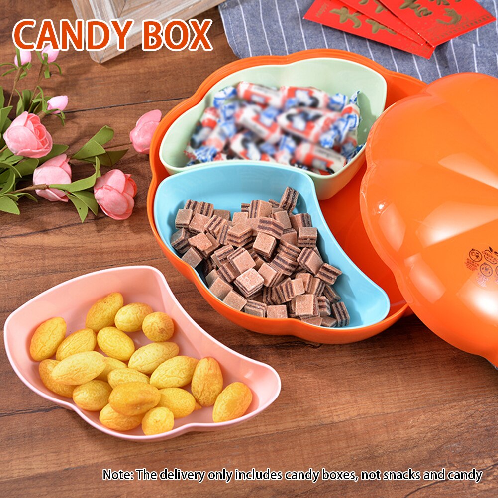 Pumpkin Shape Snacks Partition Manager Cute Home Decor Candy Box Sealed Family Living Room Storage Tray Festival With Lid Party