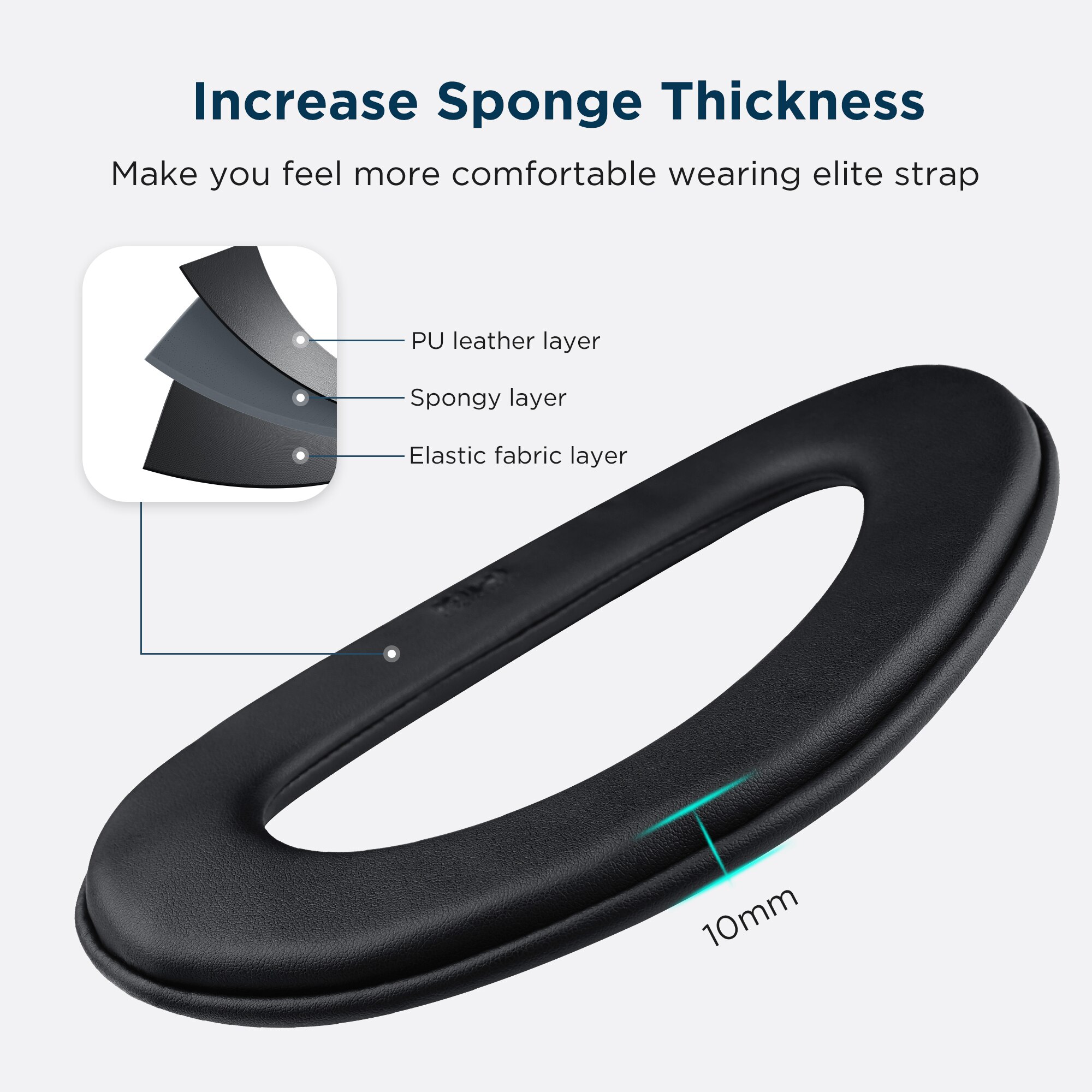 KIWI For Oculus Quest 2 Elite Strap Foam Pad For VR Headband PU leather Comfort Pad Enhanced Support &amp;Comfort