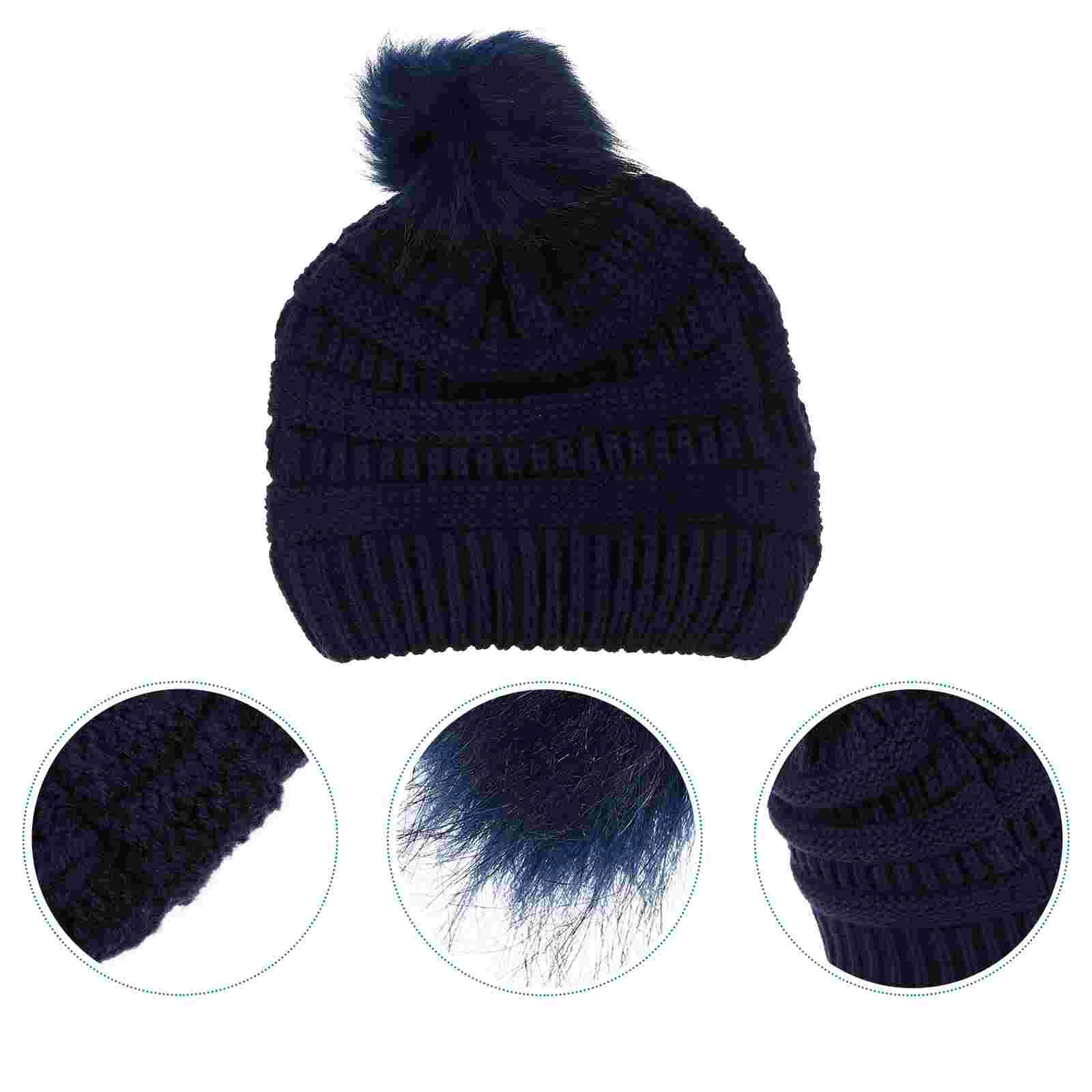 1Pc Winter Knit Fluffy Modieuze Winter Warm Hoeden Gebreide Beanie