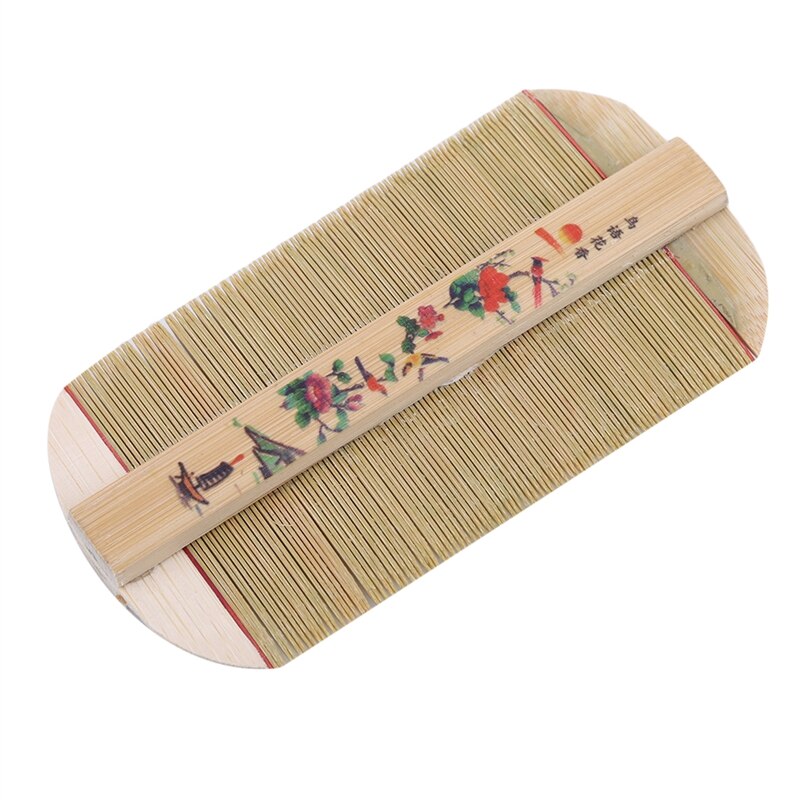 2 farver kinesisk traditionel bambus lusekam håndlavet tæt kam rose fjern kløe skrabe hoved loppe cootie kamme: Træ