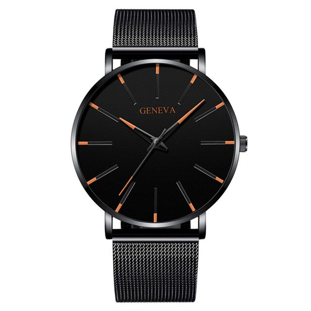 Geneva 1 luxe dameshorloge, eenvoudig, ultradun zwart roestvrijstalen mesh horloge, dameshorloge, zakelijk en casual, quartzhorloge: Dd