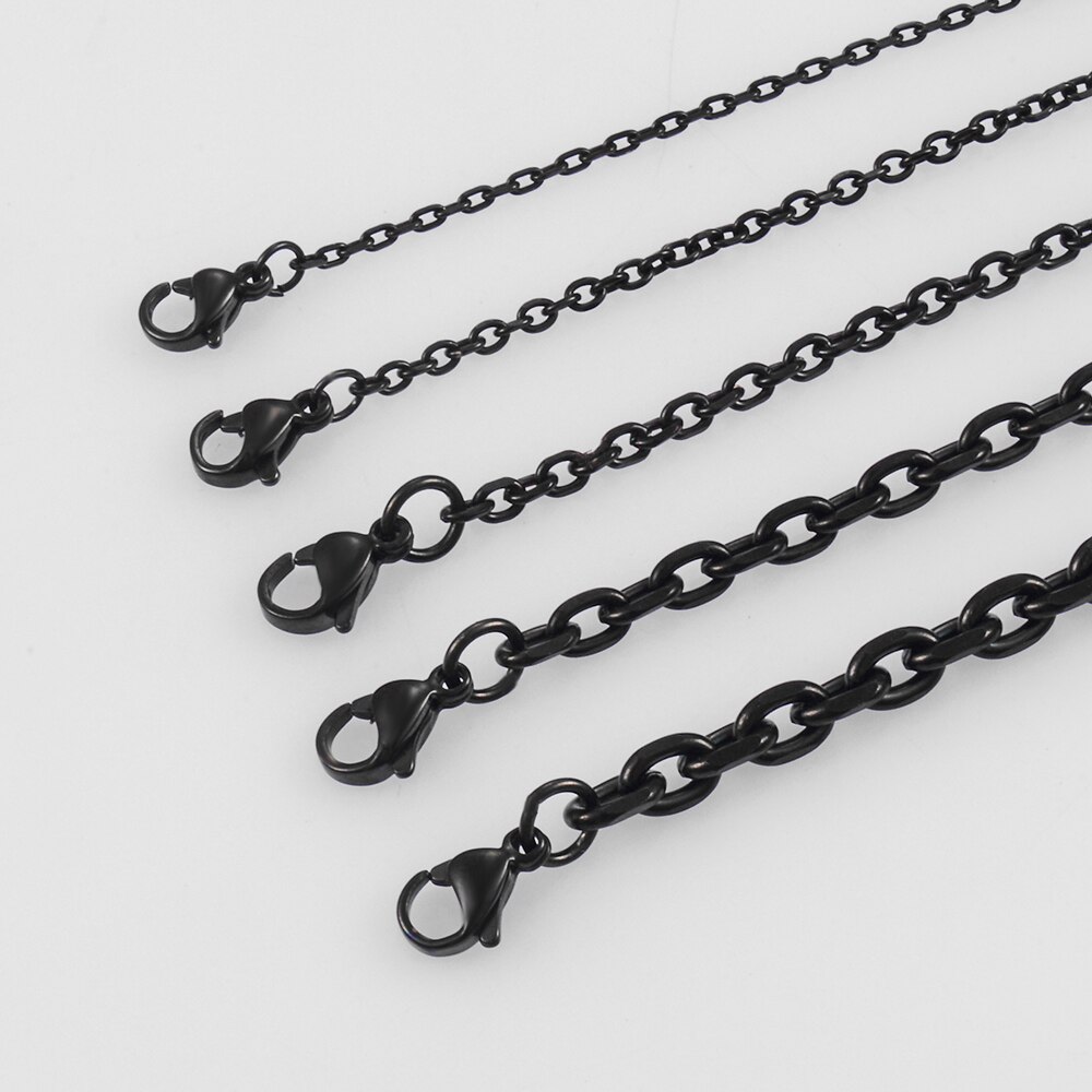 Colar preto de aço inoxidável, 1.6mm / 2.4mm / 3mm / 4mm/5mm, moda masculina e mulheres nova jóias de aço inoxidável