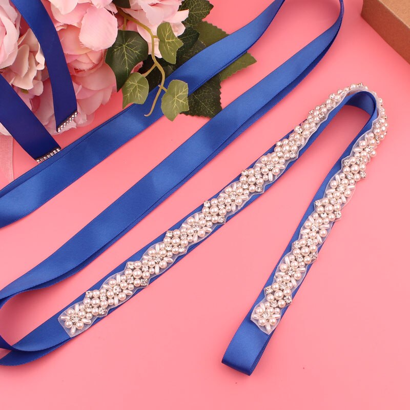 Trouwjurk Riemen Dames Riemen Dubbelzijdig Linten Bruidsjurk Riemen Bruiloft Riemen: sapphire