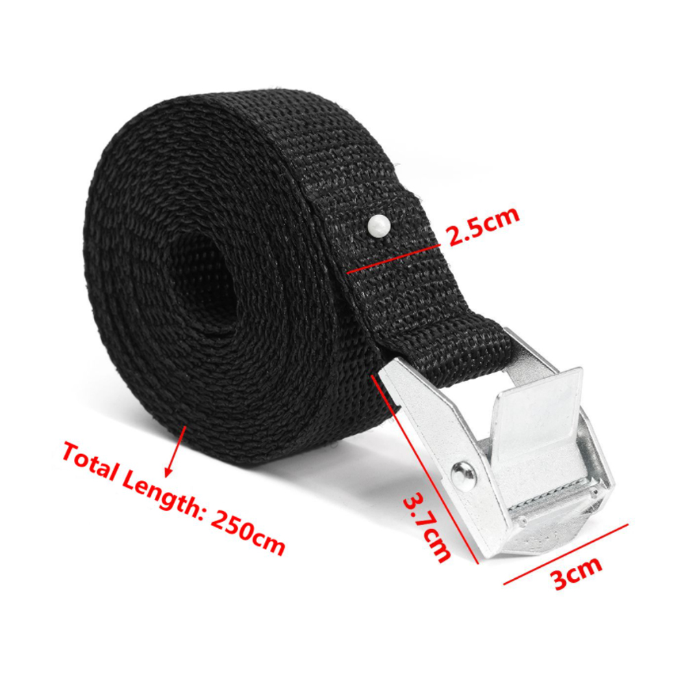 1pc 2.5cm*2.5m Car Load Lashing Strap Luggage Bag Belt Tie Down Metal Strap Cargo Buckle Includes Quick-release Thumb Button