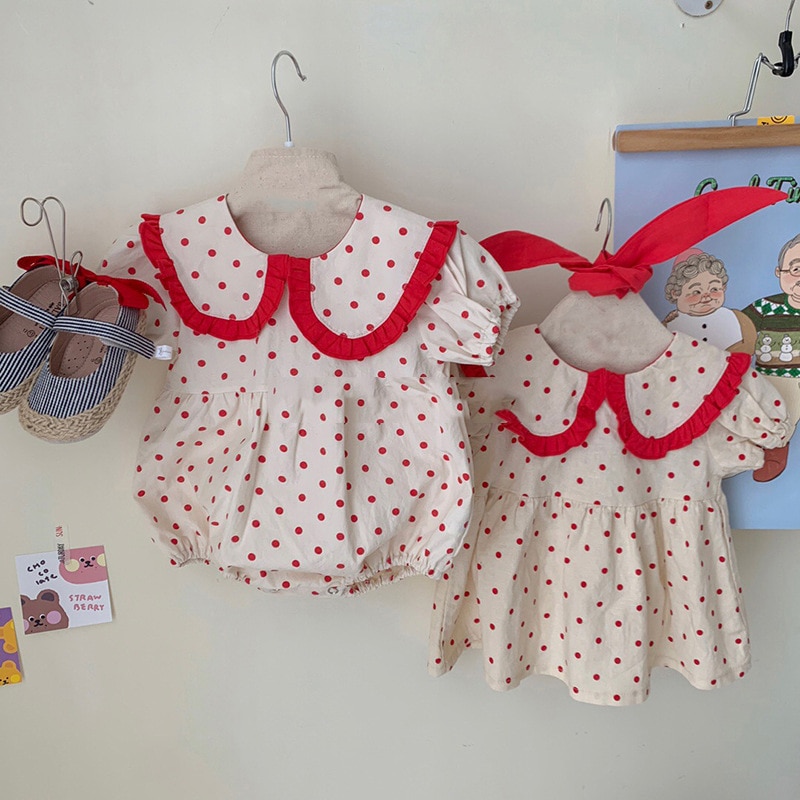 MILANCEL Baby kleidung große sisiter und wenig schwester bodys nette große schwester kleid Polka Punkt Kleinkind mädchen bodysuit