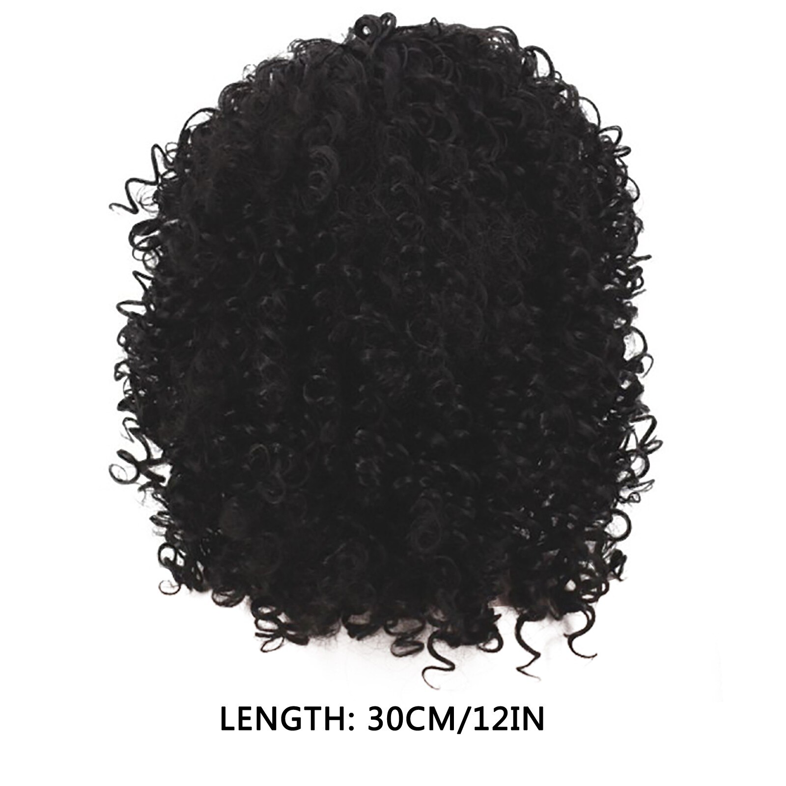 Peluca de pelo rizado negro para mujer, largo sintético Afro, División Midd, fibra resistente al calor, Media peluca atada a mano # g30: 12in 