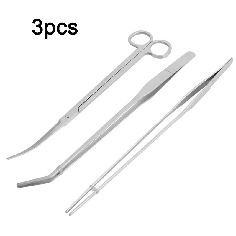 3/5pcs Aquarium Tank Tools Kit Aquascaping Fish Tank Aquatic Plants Long Tweezers Scissors Stainless Steel Maintenance Tool#9: G292439A