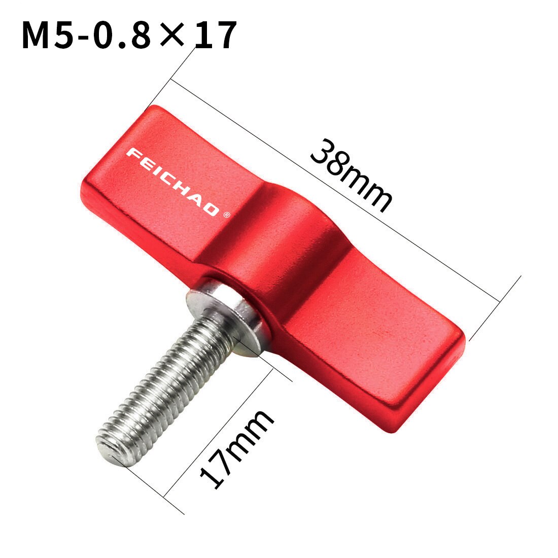 Tornillo de acero inoxidable 1/4 para cámara SLR mango ajustable, M4, M5, 304, adaptador de bloqueo de abrazadera deslizante, llave en forma de T para Gopro: M5x17 Red