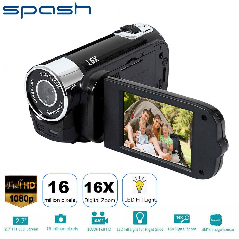 Spash Hd 1080P Video Camera Digitale Camcorder 2.7 Inch 16MP High Definition Dv Camera 270 Graden Rotatie Digitale Camcorder