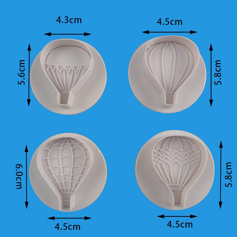 4Pcs/set Air Balloon Cookie Cutters Biscuit Cutter Set Fondant Embossing Plunger Cutter Cookie Cake Decorating Moulds Tools