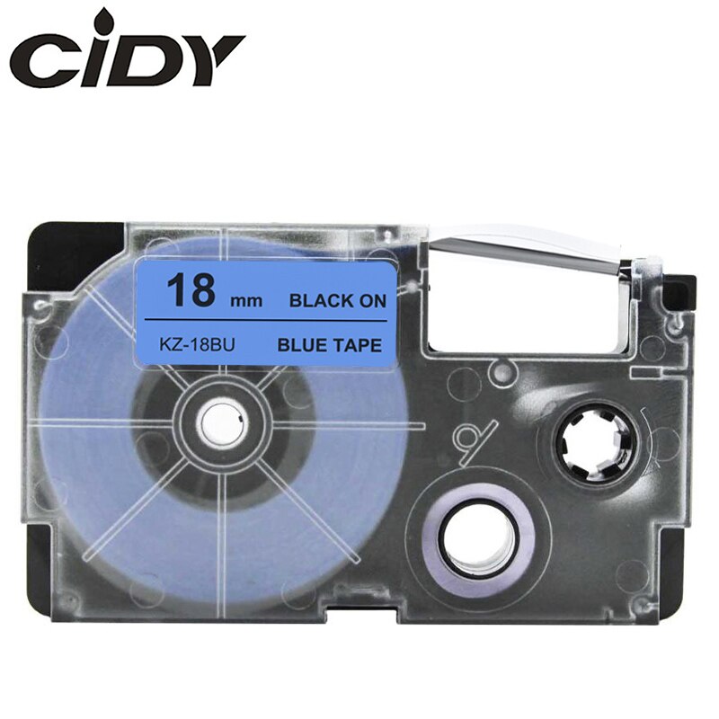 CIDY XR18WE Compatible Label Tape XR-18WE XR 18WE Casio Black on White 18mm label ribbon for KL-60-L KL-120 KL-750 label maker: 18mm black on blue