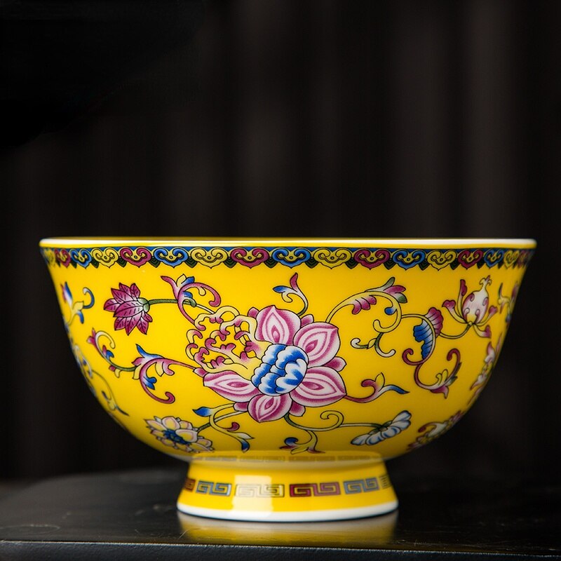 Jingdezhen enamel ceramic bowl Palace luxury bone china noodle bowl Chinese style salad bowl Ceramic tableware: 2 / 6 inch